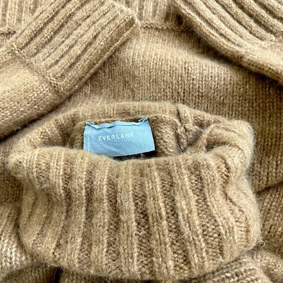 Everlane Sweater Turtleneck Wool Alpaca Pima Chunky Knit Camel Brown (S) - Picture 4 of 6